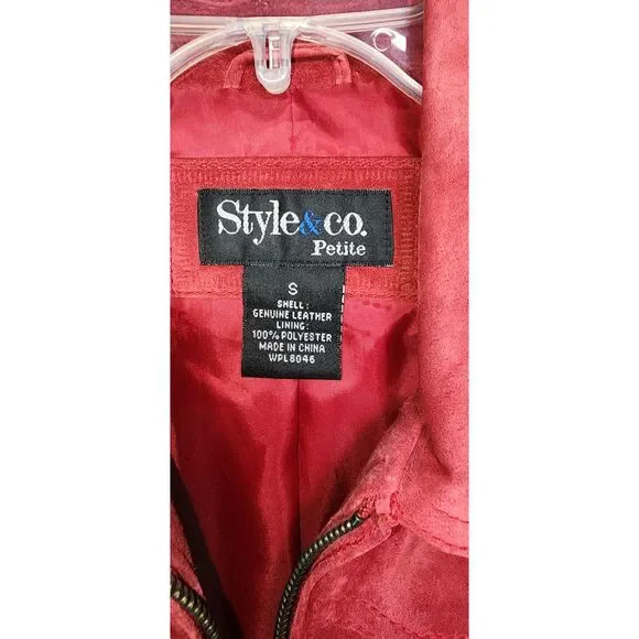 NWT Style & Co. Red Suede Jacket Size S